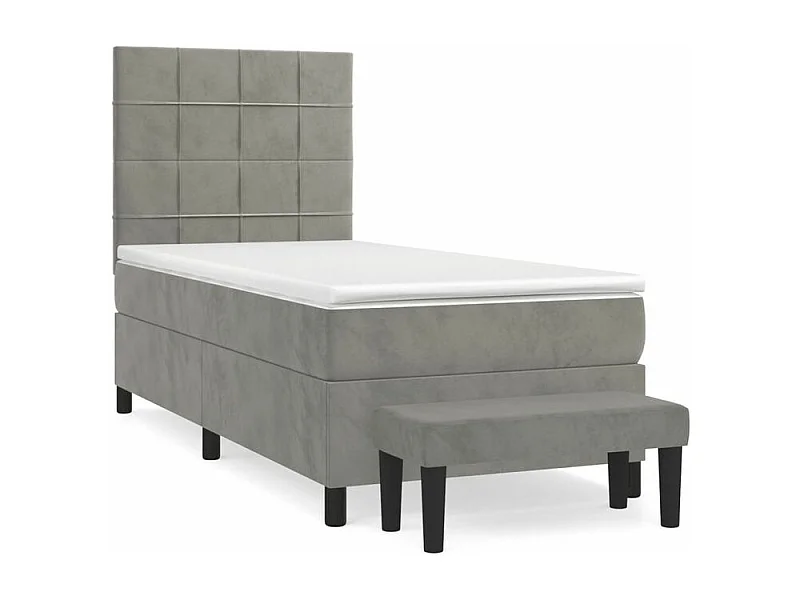 Sommier à lattes de lit et matelas Gris clair 90x200 Velours