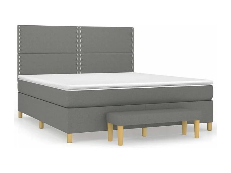 Sommier à lattes de lit avec matelas Gris foncé 160x200 Tissu