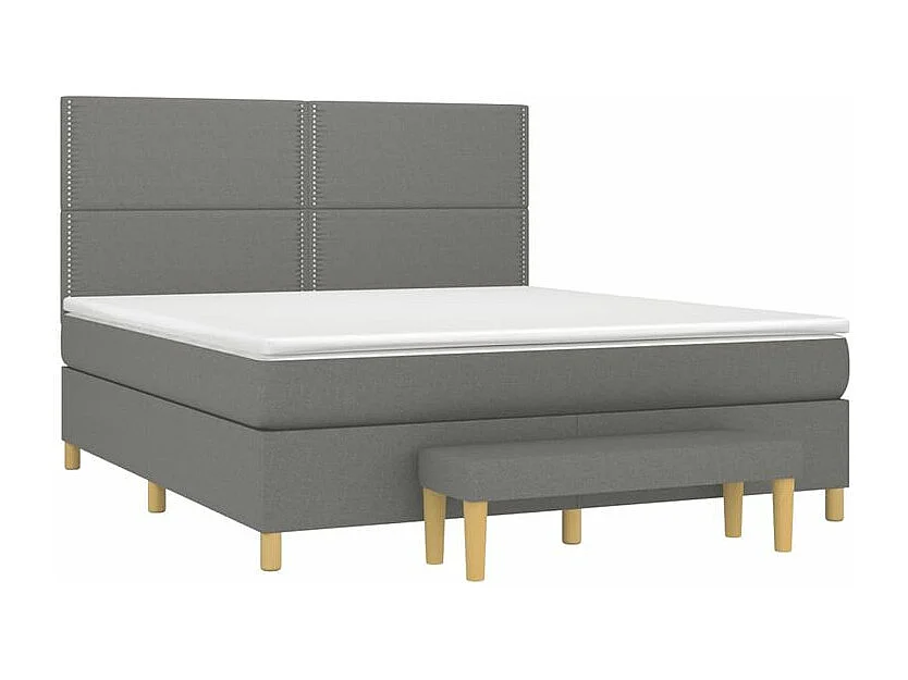 Sommier à lattes de lit avec matelas Gris foncé 160x200 Tissu