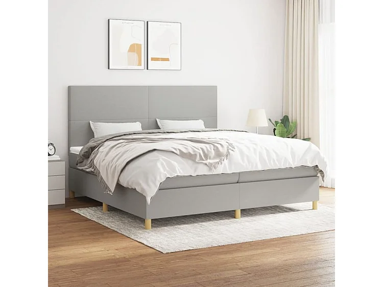 Sommier à lattes de lit avec matelas Gris clair 200x200 Tissu