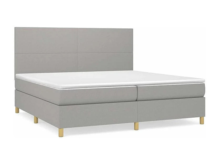 Sommier à lattes de lit avec matelas Gris clair 200x200 Tissu