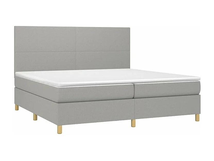 Sommier à lattes de lit avec matelas Gris clair 200x200 Tissu