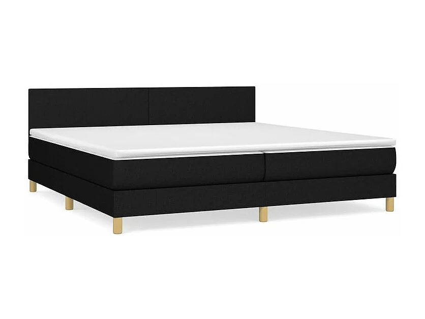 Sommier à lattes de lit avec matelas Noir 200x200 Tissu