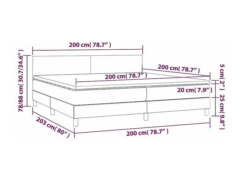 Sommier à lattes de lit avec matelas Noir 200x200 Tissu