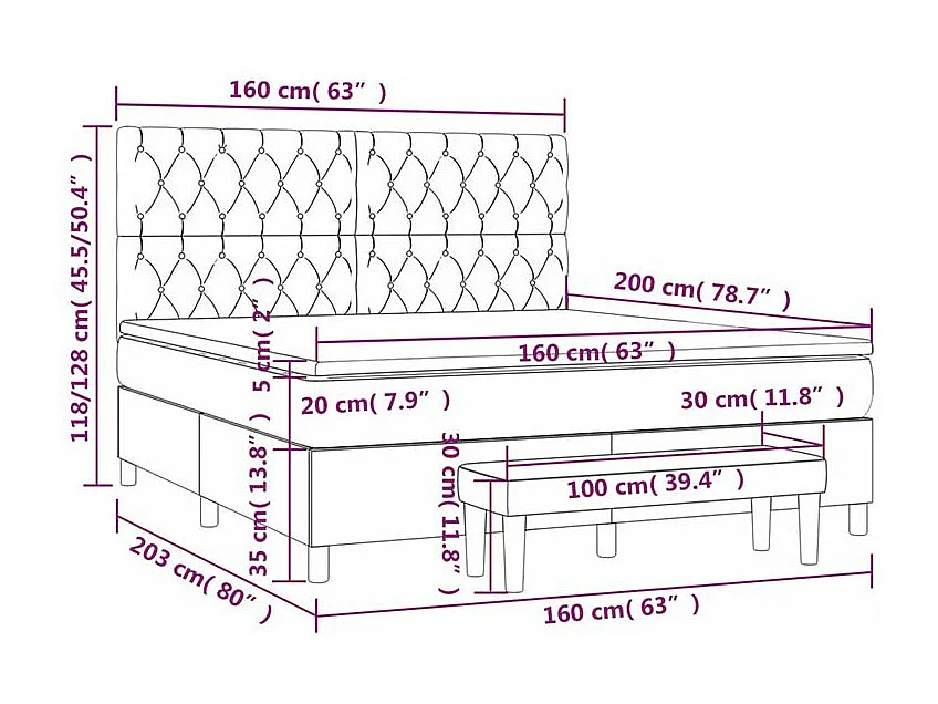 Boxspring met matras stof zwart 160x200 cm