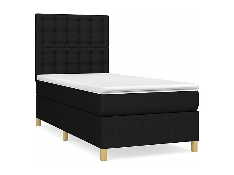 Sommier à lattes de lit avec matelas Noir 90x200 Tissu