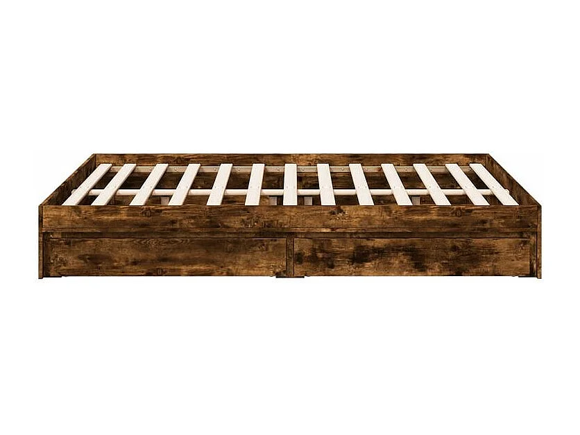 Cadre de lit à tiroirs chêne fumé 135x190 bois d'ingénierie