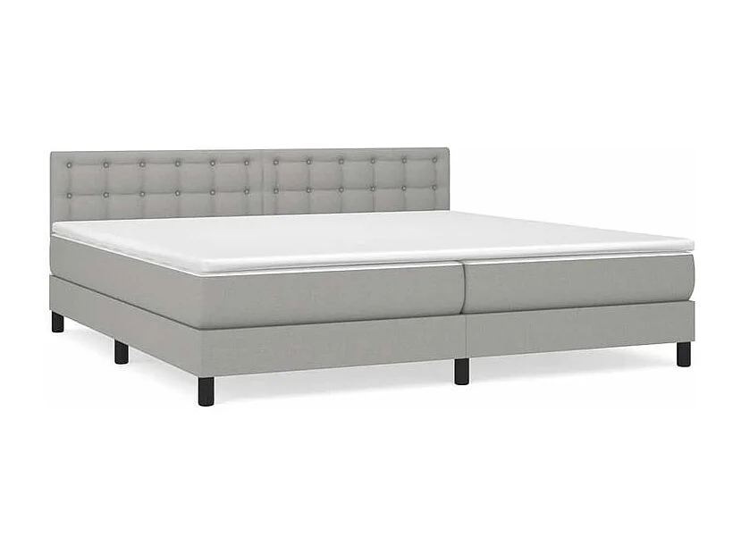 Sommier à lattes de lit avec matelas Gris clair 200x200 Tissu