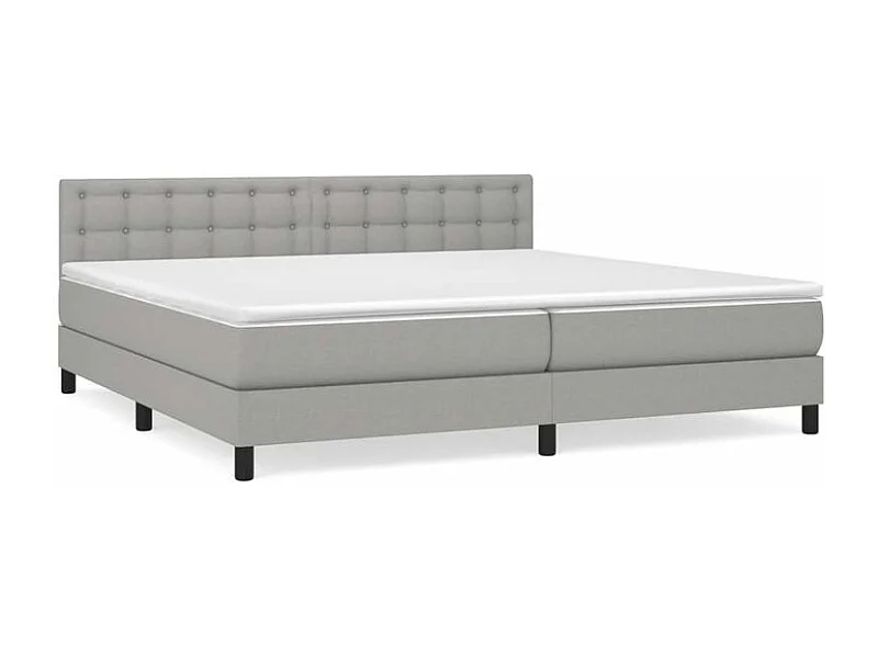 Sommier à lattes de lit avec matelas Gris clair 200x200 Tissu