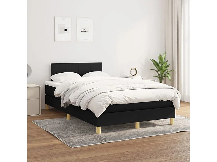 Sommier à lattes de lit avec matelas Noir 120x200 Tissu