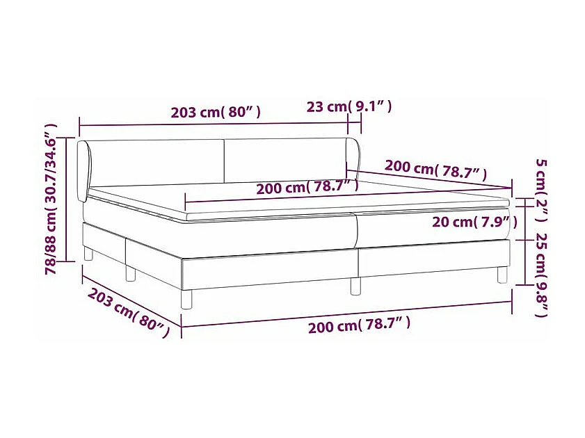 Sommier à lattes de lit avec matelas Gris clair 200x200 Tissu