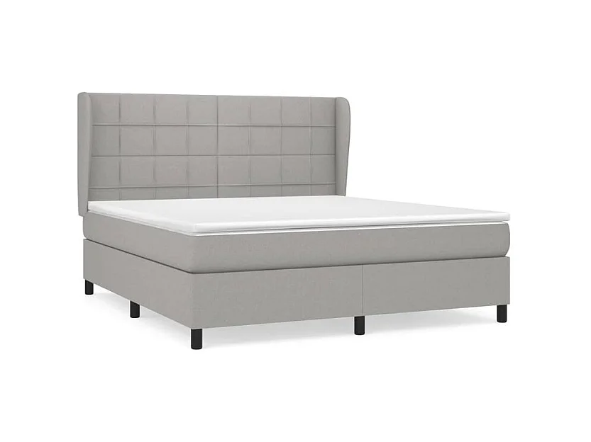 Sommier à lattes de lit avec matelas Gris clair 160x200 Tissu
