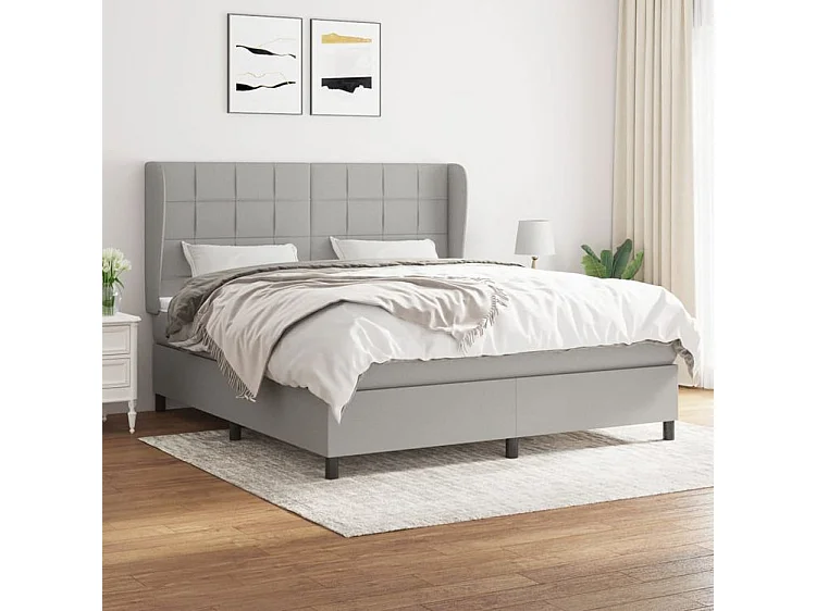 Sommier à lattes de lit avec matelas Gris clair 160x200 Tissu