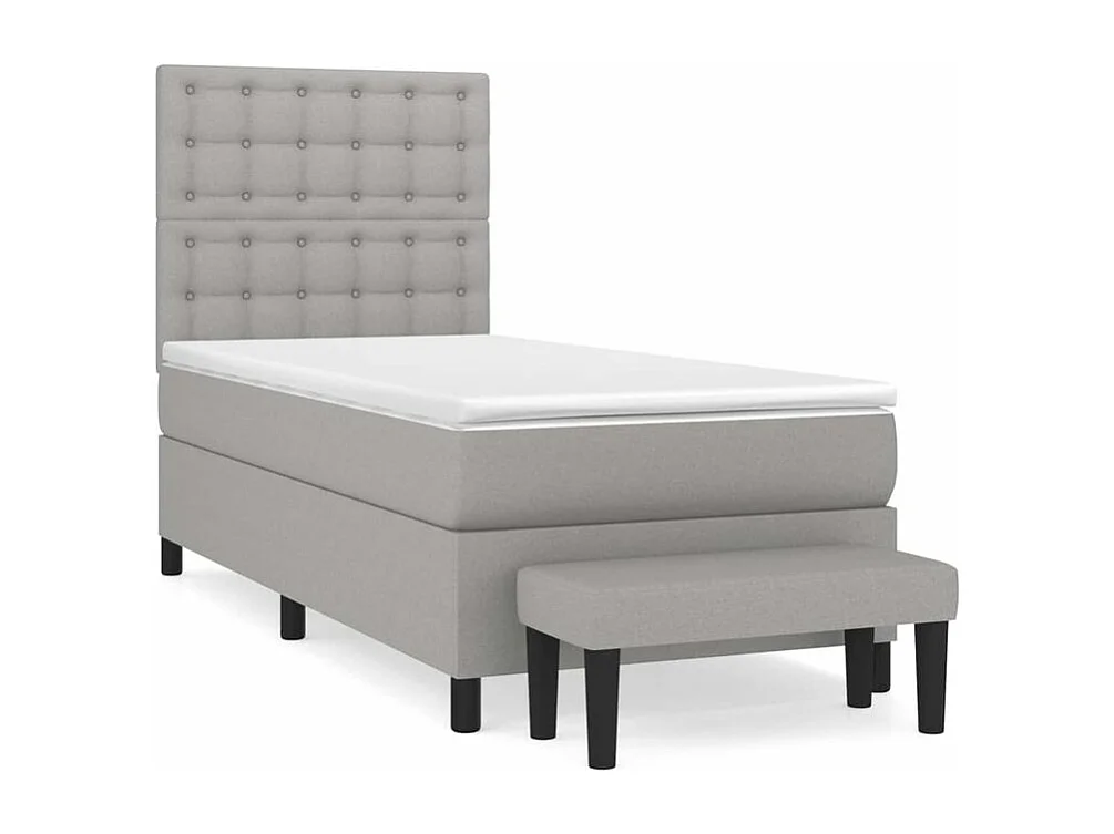 Sommier à lattes de lit avec matelas Gris clair 100x200 Tissu
