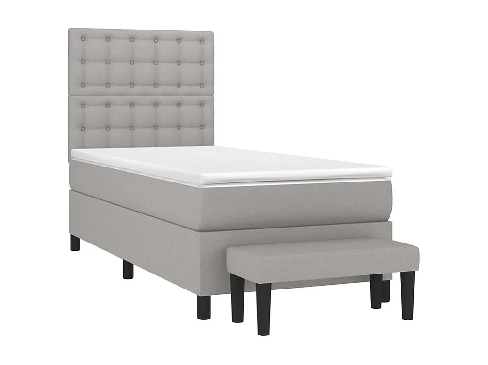 Sommier à lattes de lit avec matelas Gris clair 100x200 Tissu