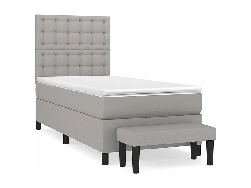 Sommier à lattes de lit avec matelas Gris clair 100x200 Tissu