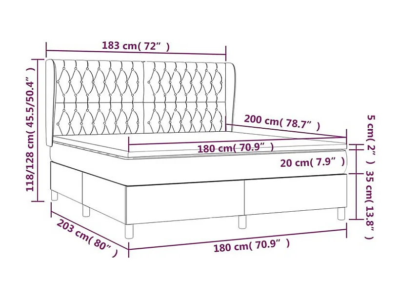 Sommier à lattes de lit avec matelas Gris clair 180x200 Tissu