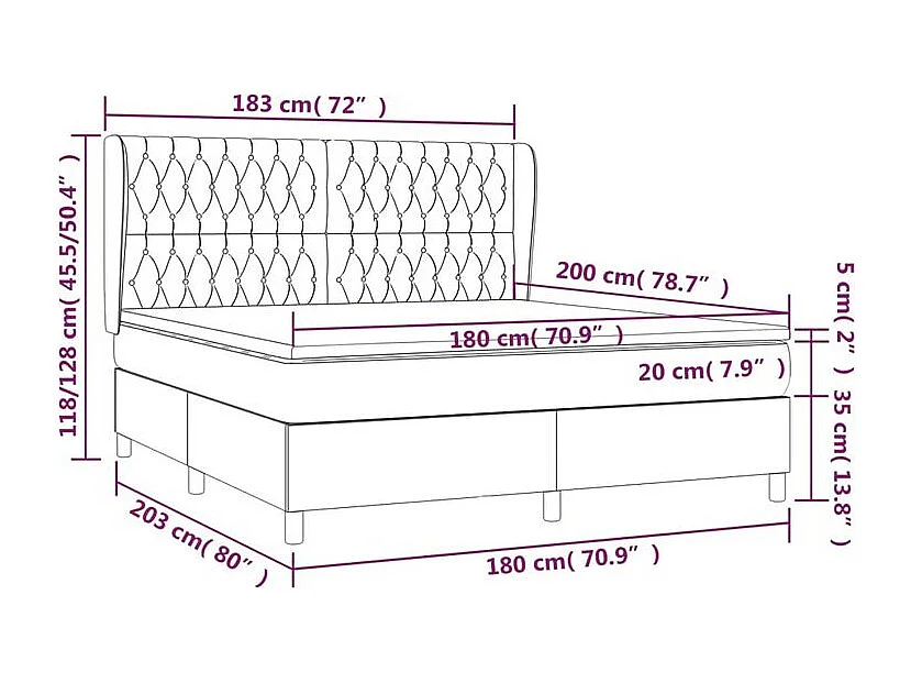 Sommier à lattes de lit avec matelas Gris clair 180x200 Tissu