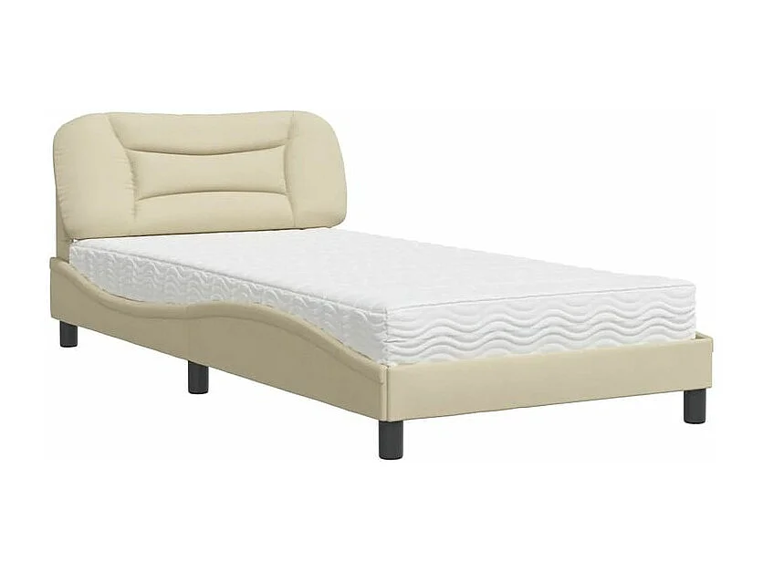 Lit avec matelas crème 100x200 tissu