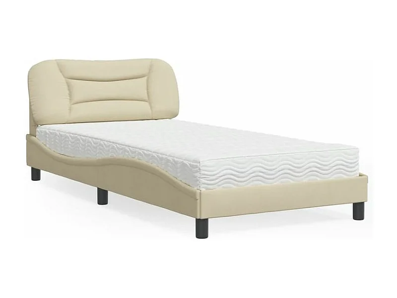 Lit avec matelas crème 100x200 tissu