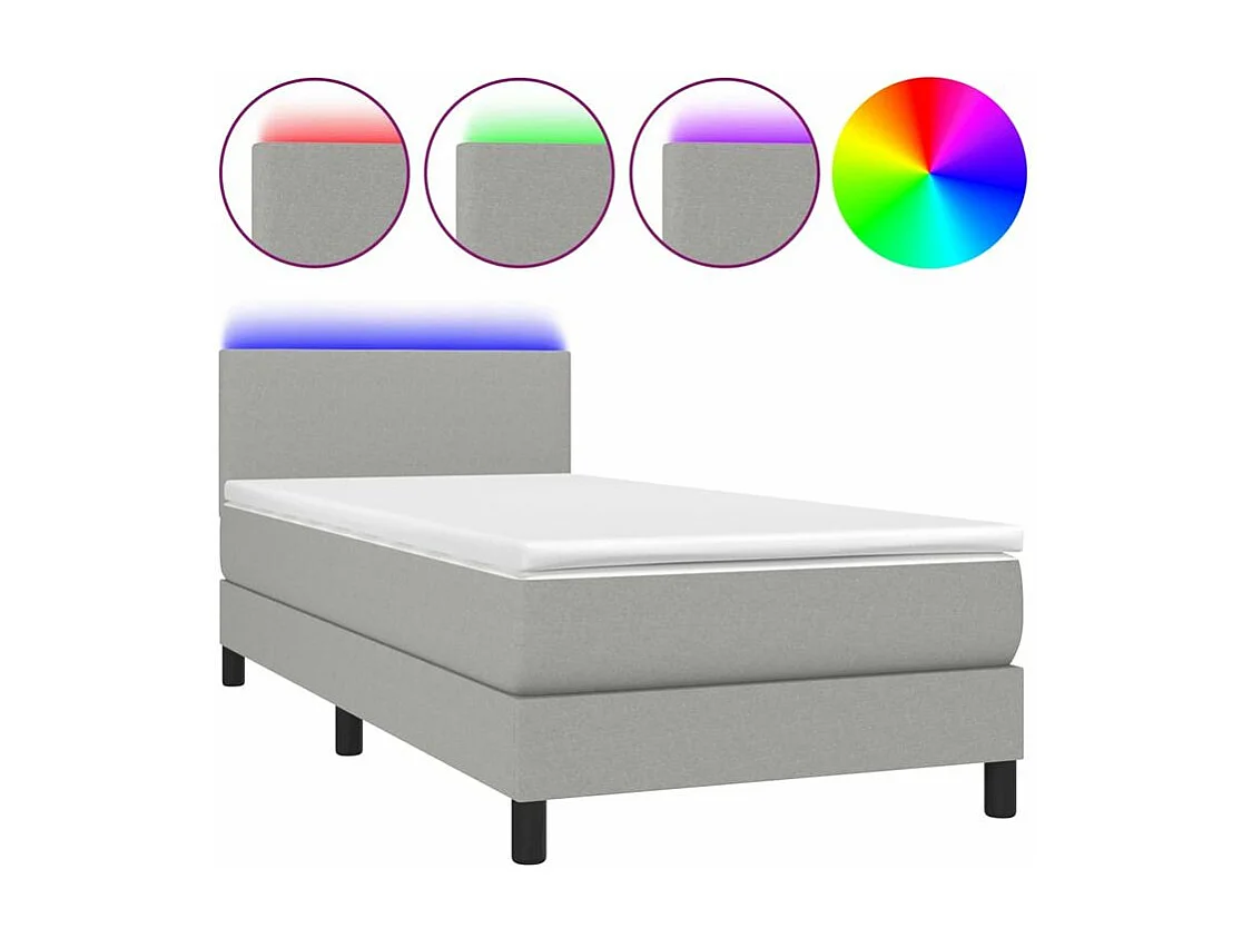 Sommier à lattes de lit avec matelas et LED Gris clair 80x200