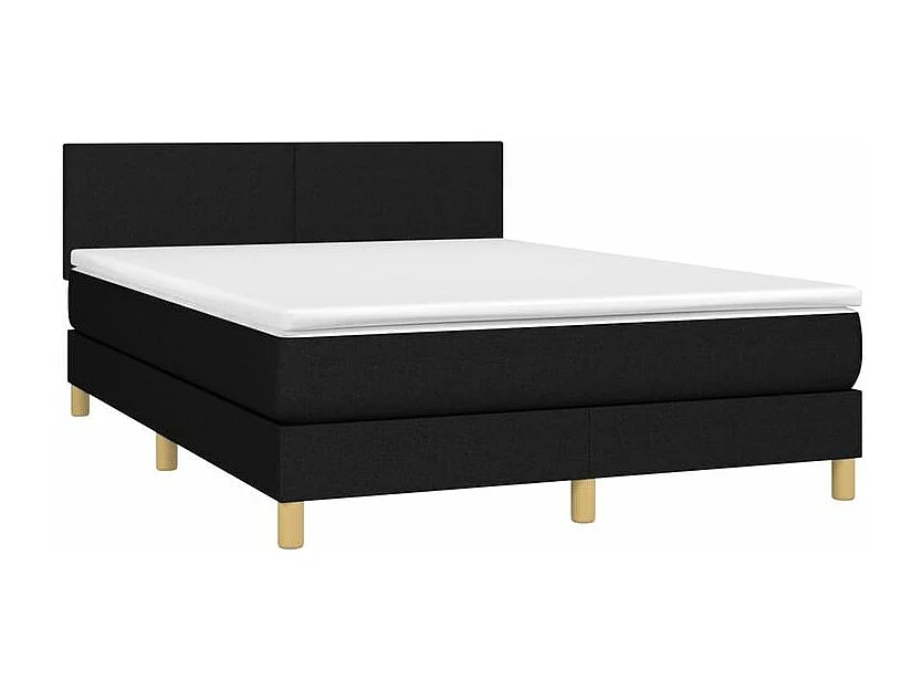 Sommier à lattes de lit avec matelas LED Noir 140x200 Tissu