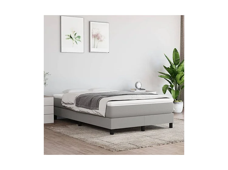 Sommier à lattes de lit avec matelas Gris clair 120x200 Tissu