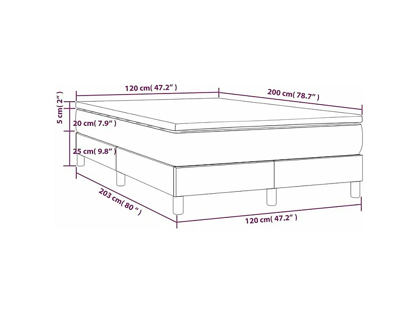 Sommier à lattes de lit avec matelas Gris clair 120x200 Tissu