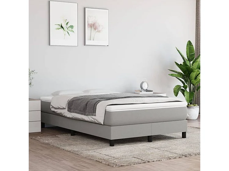Sommier à lattes de lit avec matelas Gris clair 120x200 Tissu
