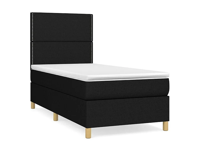 Sommier à lattes de lit avec matelas Noir 90x200 Tissu