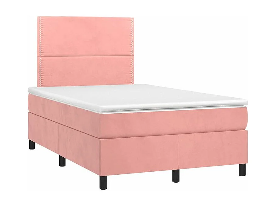 Sommier à lattes de lit avec matelas LED Rose 120x200 Velours