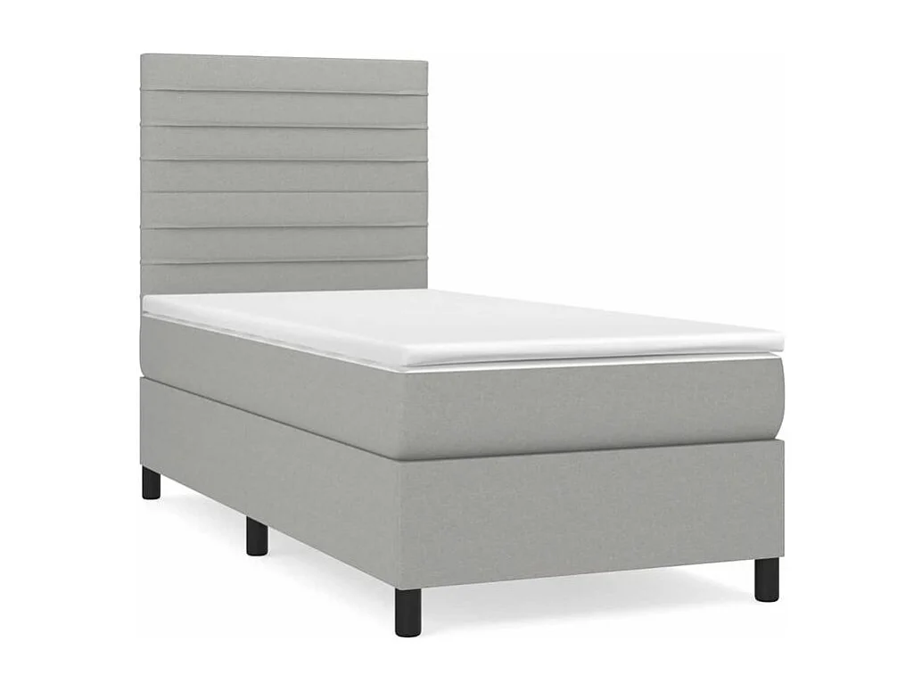 Sommier à lattes de lit avec matelas Gris clair 90x200 Tissu