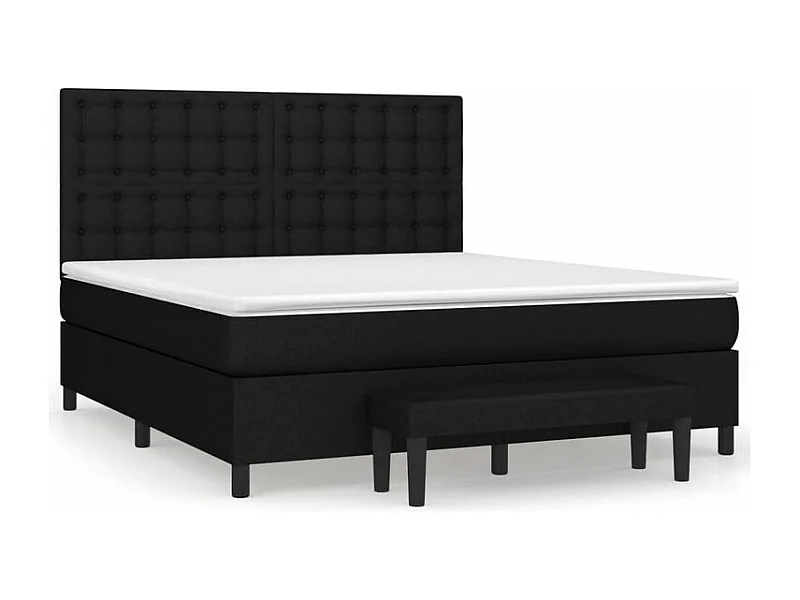Sommier à lattes de lit avec matelas Noir 160x200 Tissu