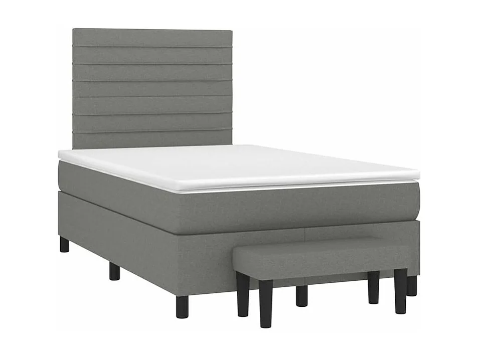 Sommier à lattes de lit avec matelas Gris foncé 120x200 Tissu
