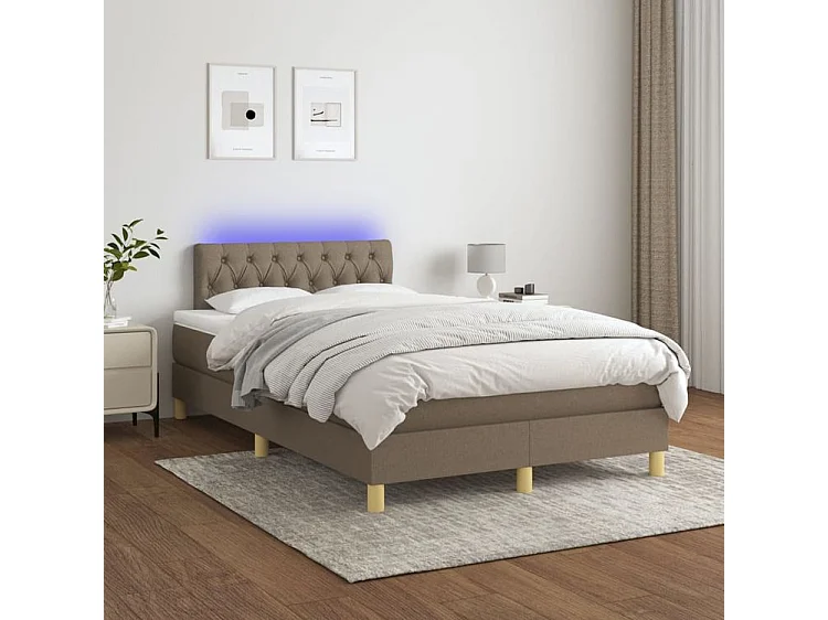 Sommier à lattes de lit avec matelas LED Taupe 120x200 Tissu