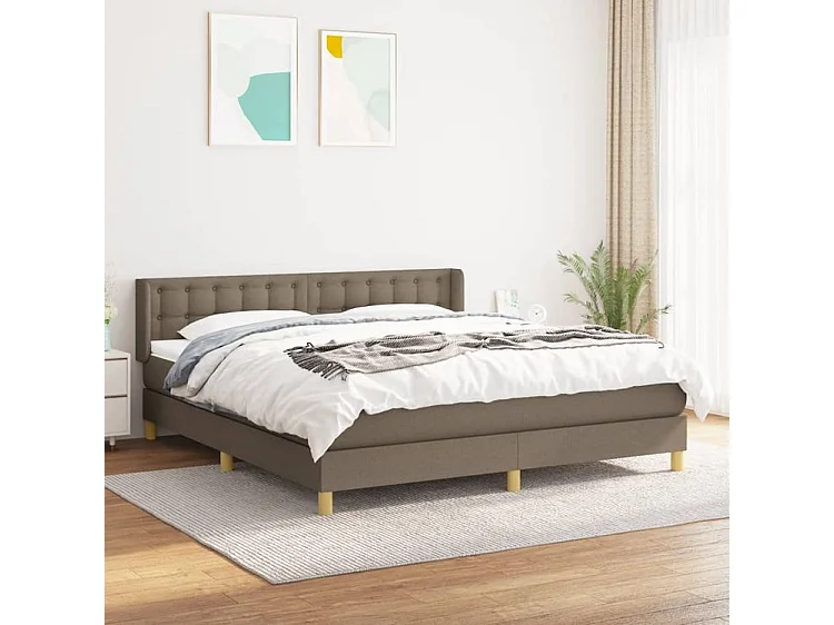 Sommier à lattes de lit avec matelas Taupe 160x200 Tissu