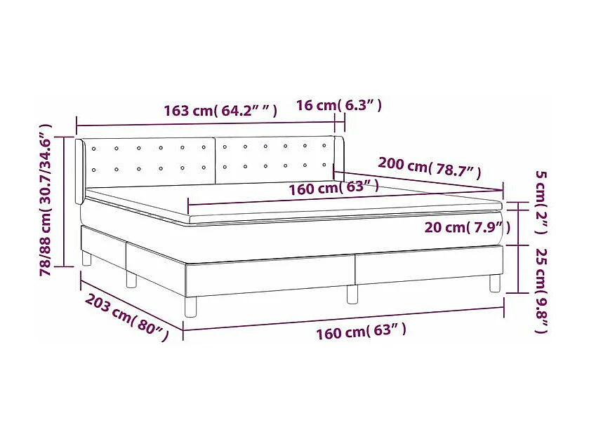 Sommier à lattes de lit avec matelas Taupe 160x200 Tissu