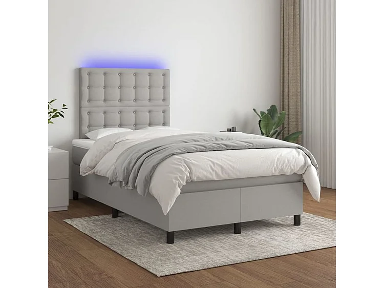 Sommier à lattes de lit et matelas et LED Gris clair 120x200