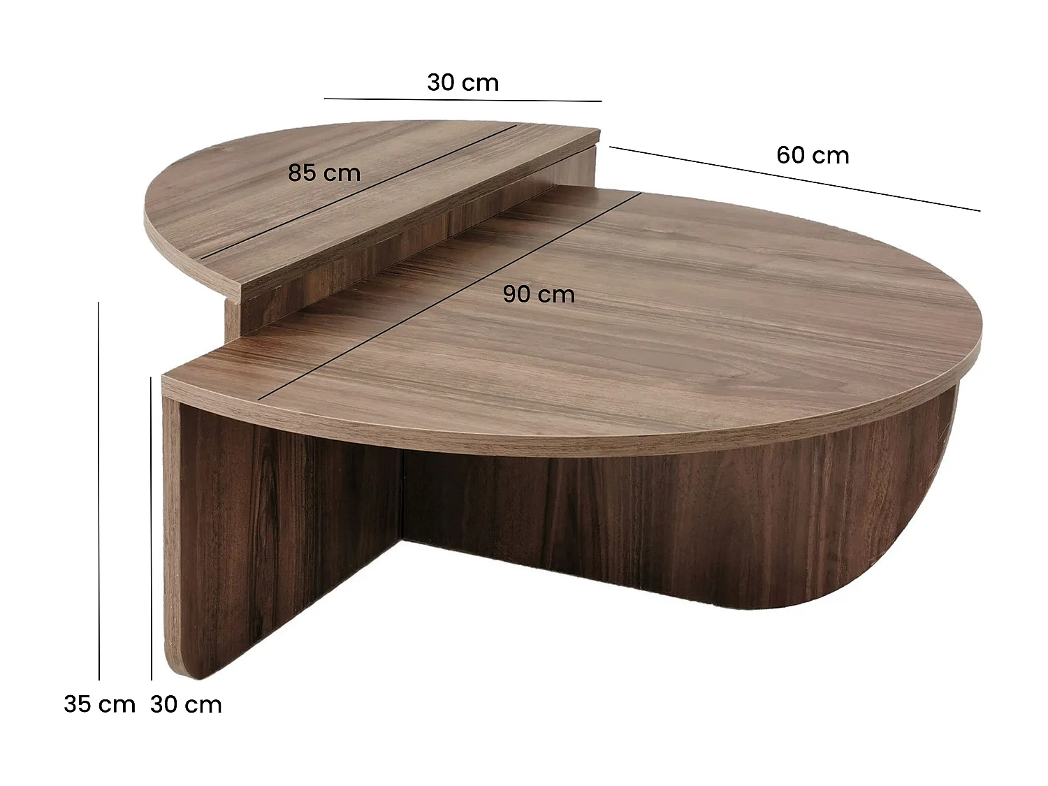Lot de 2 tables basses - Naturel foncé - ALOEVA II
