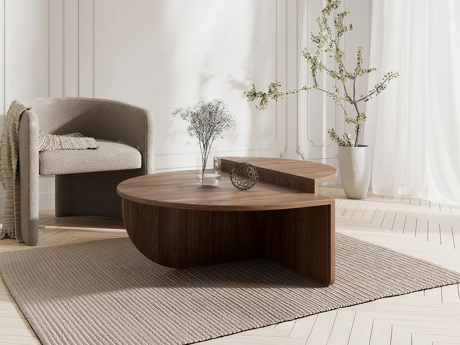 Set van 2 salontafels - Kleur: naturel - ALOEVA