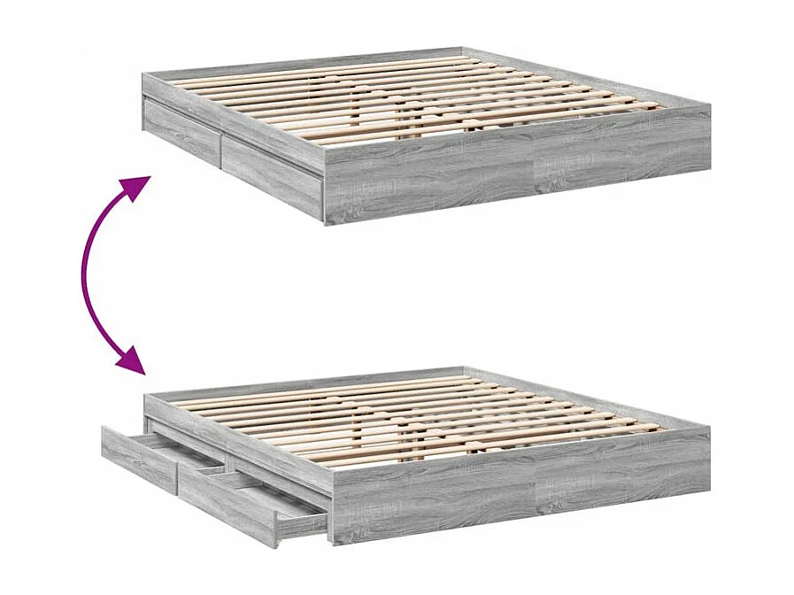 Cadre de lit à tiroirs sonoma gris 180x200 bois d'ingénierie