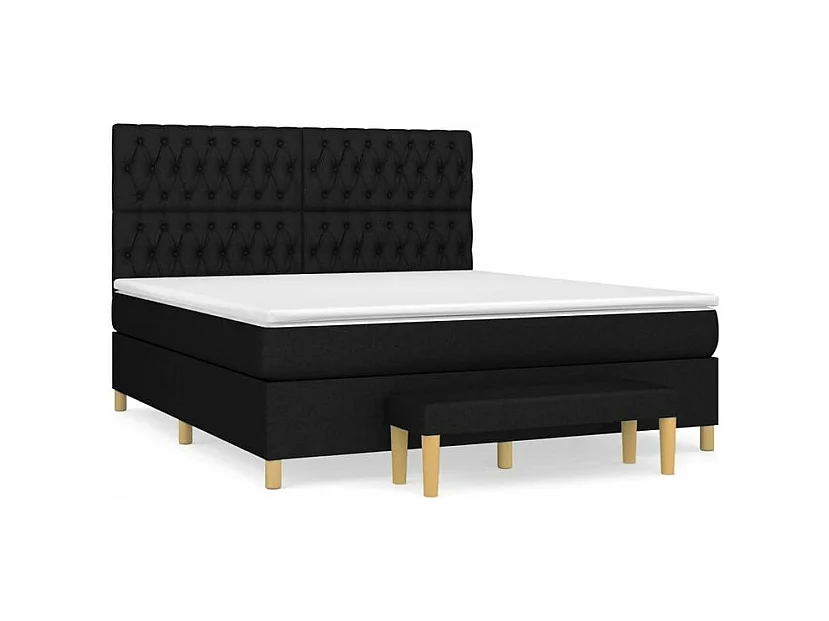 Sommier à lattes de lit avec matelas Noir 180x200 Tissu