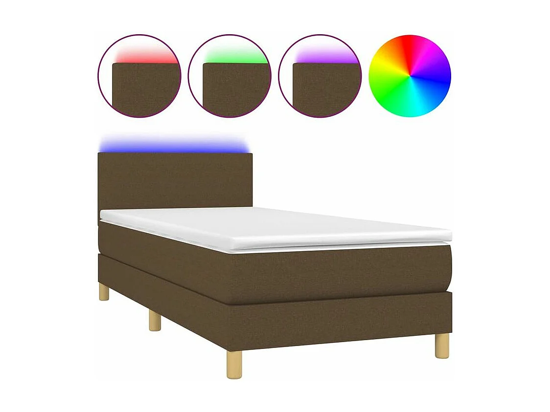 Sommier à lattes de lit matelas et LED Marron foncé 100x200