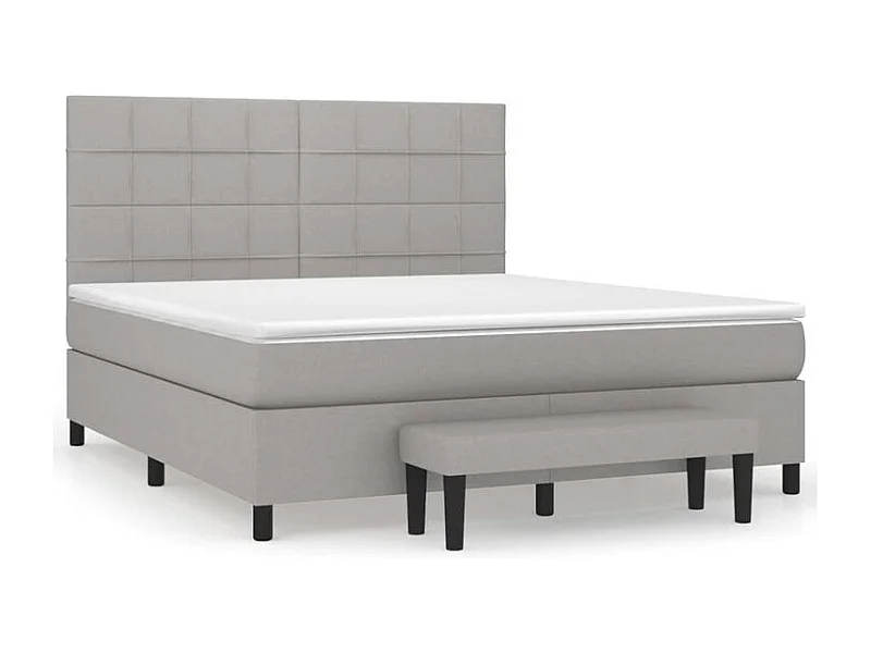 Sommier à lattes de lit avec matelas Gris clair 160x200 Tissu