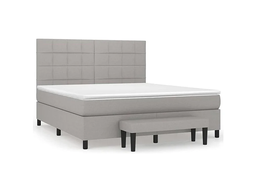 Sommier à lattes de lit avec matelas Gris clair 160x200 Tissu