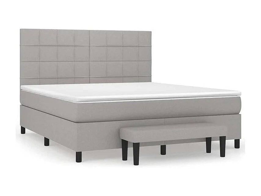 Sommier à lattes de lit avec matelas Gris clair 160x200 Tissu