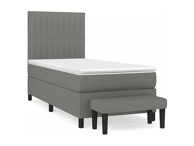 Sommier à lattes de lit avec matelas Gris foncé 100x200 Tissu