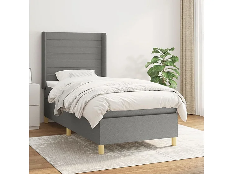 Sommier à lattes de lit avec matelas Gris foncé 80x200 Tissu