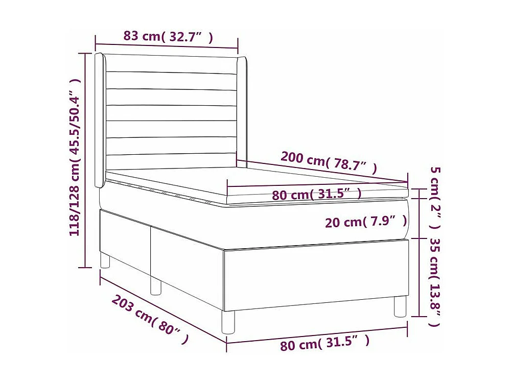 Sommier à lattes de lit avec matelas Gris foncé 80x200 Tissu
