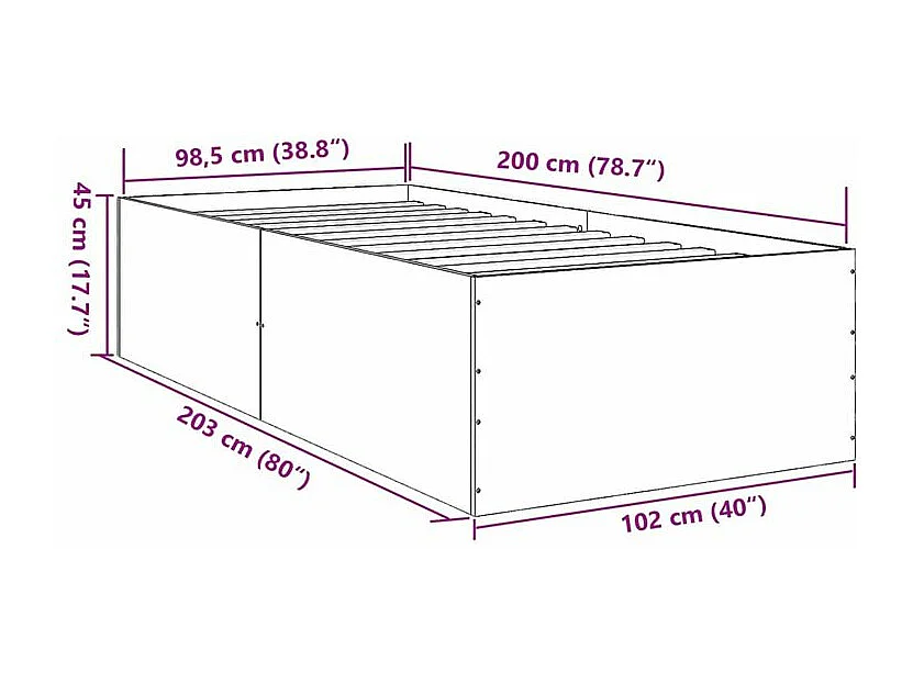 Cadre de lit chêne marron 100x200 bois d'ingénierie
